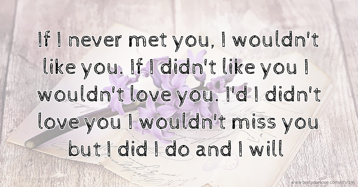 If I Never Met You I Wouldnt Like You If I Didnt