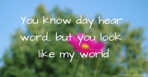 You know day hear word.. but you look like my world