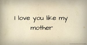 I love you like my mother.