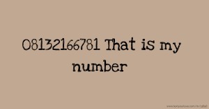 08132166781 That is my number