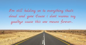 I'm still holding on to everything that's dead and gone Cause i dont wanna say goodbye cause this one means forever...