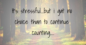 It's stressful....but i gat no choice than to continue counting.....