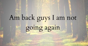 Am back guys I am not going again