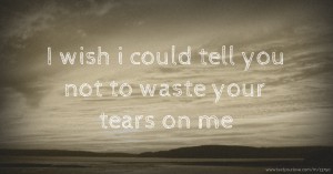 I wish i could tell you not to waste your tears on me.