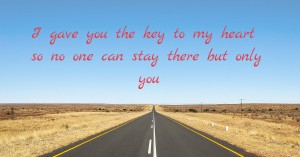 I gave you the key to my heart so no one can stay there but only you.