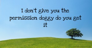 I don't give you the permission doggy do you get it