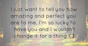 I just want to tell you how amazing and perfect you are to me, I'm so lucky to have you and I wouldn't change it for a thing <3