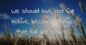 We should love, not fall in love, because things that fall get broken