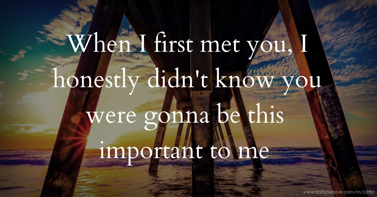 When I first met you, I honestly didn't know you were... | Text Message