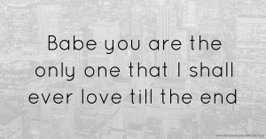 Babe you are the only one that I shall ever love till the end