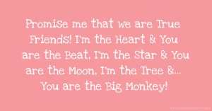Promise me that we are True Friends!  I'm the Heart & You are the Beat,  I'm the Star & You are the Moon,  I'm the Tree &...   You are the Big Monkey!