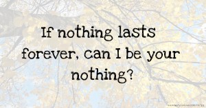 If nothing lasts forever, can I be your nothing?