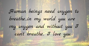 Human beings need oxygen to breathe...in my world you are my oxygen and without you I can't breathe.. I love you.