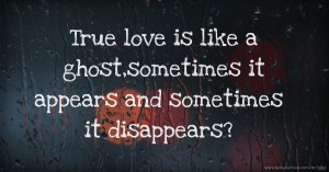 True love is like a ghost,sometimes it appears and sometimes it disappears?
