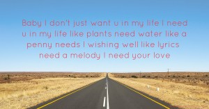 Baby I don't just want u in my life I need u in my life like plants need water like a penny needs I wishing well like lyrics need a melody I need your love