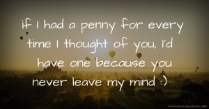 if I had a penny for every time I thought of you, I'd have one because you never leave my mind :)