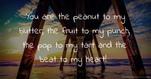 You are the peanut   to my butter,   the fruit   to my punch,   the pop   to my tart   and   the beat   to my heart!