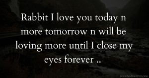 Rabbit   I love you today n more tomorrow n will be loving more until I close my eyes forever ..