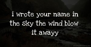 i wrote your name in the sky the wind blow it awayy