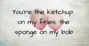 You're the ketchup on my fries, the sponge on my bob.