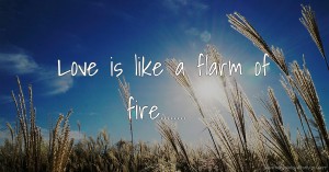 Love is like a flarm of fire........