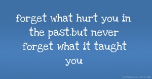 forget what hurt you in the past.but never forget what it taught you.