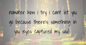 nomater how i try i cant let you go becouse there's something in you eyes captured my soul