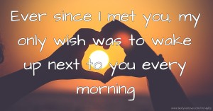 Ever since I met you, my only wish was to wake up next to you every morning.