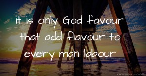it is only God favour that add flavour to every man labour