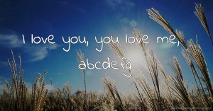 I love you, you love me, abcdefg