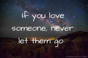 If you love someone, never let them go.