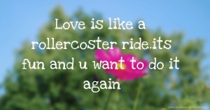 Love is like a rollercoster ride.its fun and u want to do it again