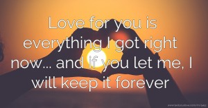 Love for you is everything I got right now... and if you let me, I will keep it forever.