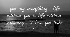 you my everything , life without you is life without meaning . I love you babe :*