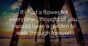 If I had a flower for everytime I thought of you, I would have a garden to walk through forever!