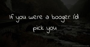If you were a booger I'd pick you.