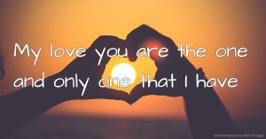 My love you are the one and only one that I have.