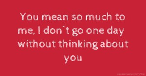 You mean so much to me, I don`t go one day without thinking about you.