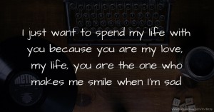 I just want to spend my life with you because you are my love, my life, you are the one who makes me smile when I'm sad.