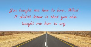 You taught me how to love... What I didn't know is that you also taught me how to cry.