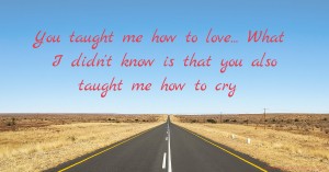 You taught me how to love... What I didn't know is that you also taught me how to cry.