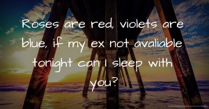 Roses are red, violets are blue, if my ex not avaliable tonight can I sleep with you?