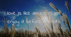 love is like an icecream enjoy it before it melts