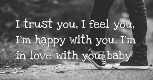 I trust you, I feel you, I'm happy with you, I'm in love with you, baby.