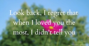 Look back, I regret that when I loved you the most, I didn't tell you.