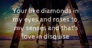 Your like diamonds in my eyes and roses to my senses and that's love in disquise