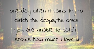 one day when it rains try to catch the drops,the ones you are unable to catch shows how much i love u
