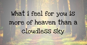 What i feel for you is more of heaven than a cloudless sky.