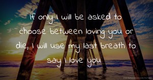 If only I will be asked to choose between loving you or die, I will use my last breath to say I love you.