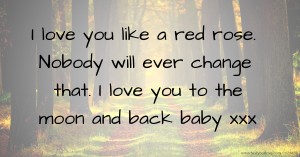 I love you like a red rose. Nobody will ever change that. I love you to the moon and back baby xxx